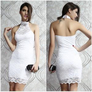 Sexy White Mini Party Evening Prom Lace Dress..