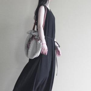 Simple Long Linen Cotton Loose Dress Sleeveless..