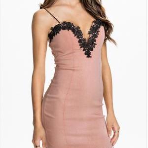 Lacework V Neck Sexy Slim Fit Strap Dress For..