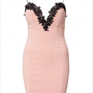 Lacework V Neck Sexy Slim Fit Strap Dress For..