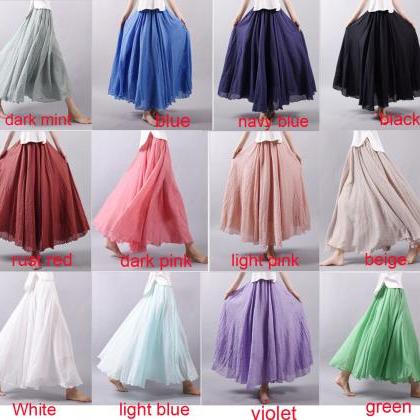 A Line Maxi Skirt Preppy Style Casual Long..