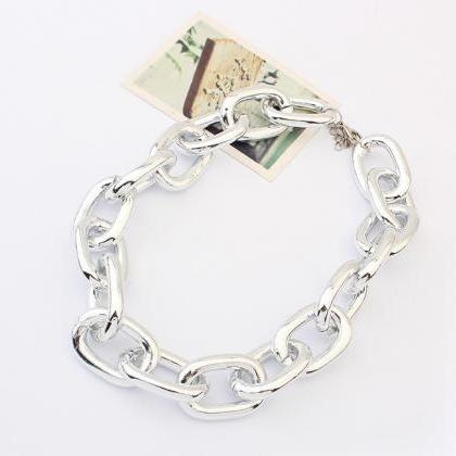 Silver Link Chain Punk Necklace