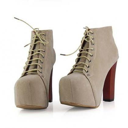 Classic Autumn Winter Women's Suede High Heels Platform Shoes on Luulla