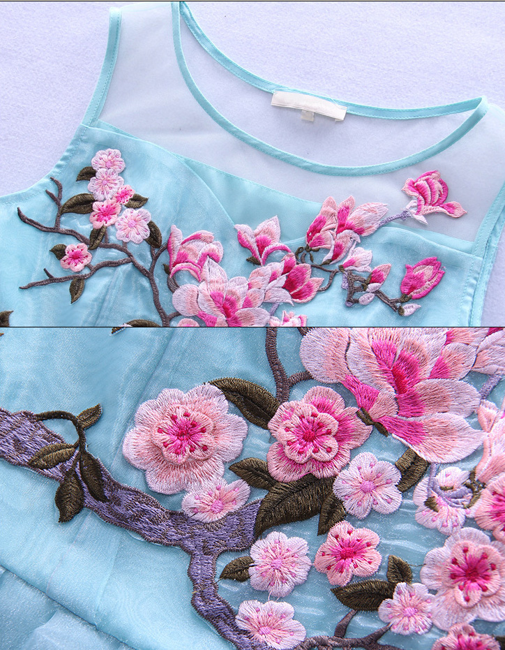 Handmade Sleeveless Organza Flower Embroidery Dress Sd334 On Luulla