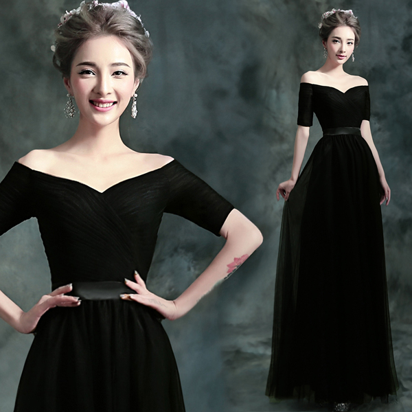 Black Off Shoulder Wedding Dresses