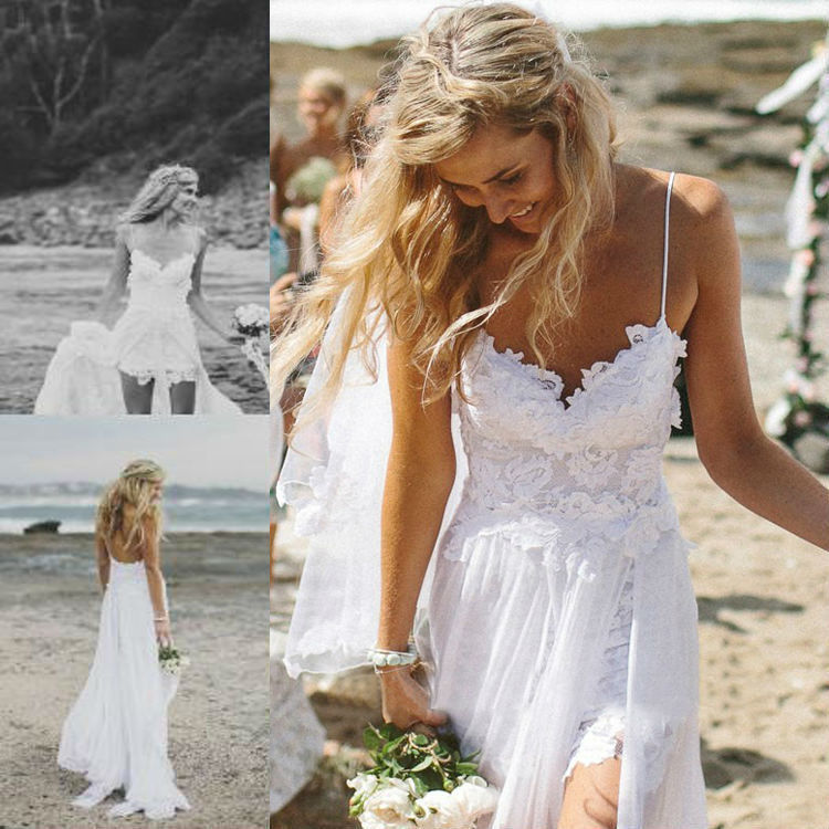 Beach wedding white dress for guest deals