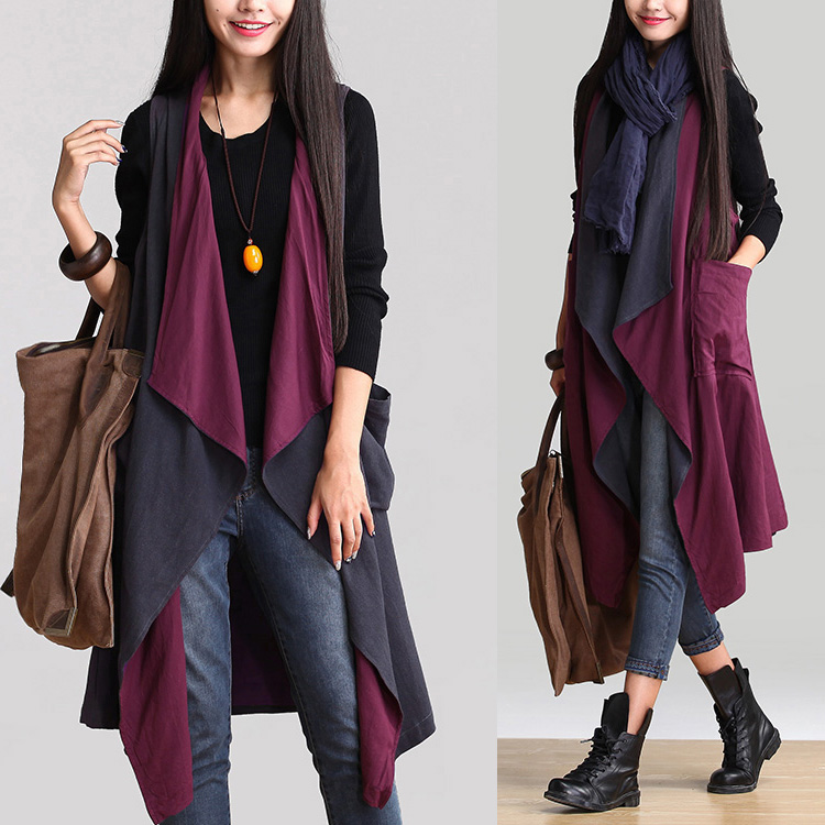 Asymmetric Cotton Linen Cardigan Long Cloak Vest Plus Size Coat Jacket For  Women Spring Autumn Two Wear Ways Wj348