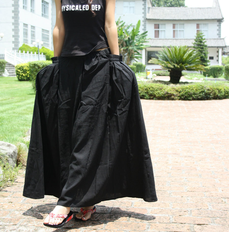 Top Quality Wide Waist Linen Maxi Skirt A--match Big Swing Long Skirts ...