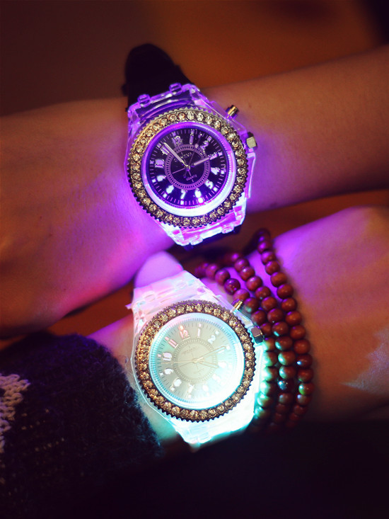 Outdoor Camping Night Luminous Led Noctilucence Jelly Crystal Watches ...