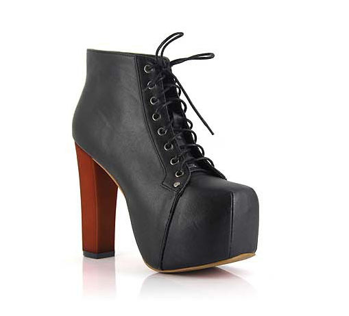 Black Leather High Heels Boots Shoes For Women on Luulla