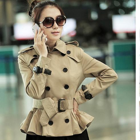 Girls Classic Fall Spring British Stylish Double Breasted Trench Coat ...