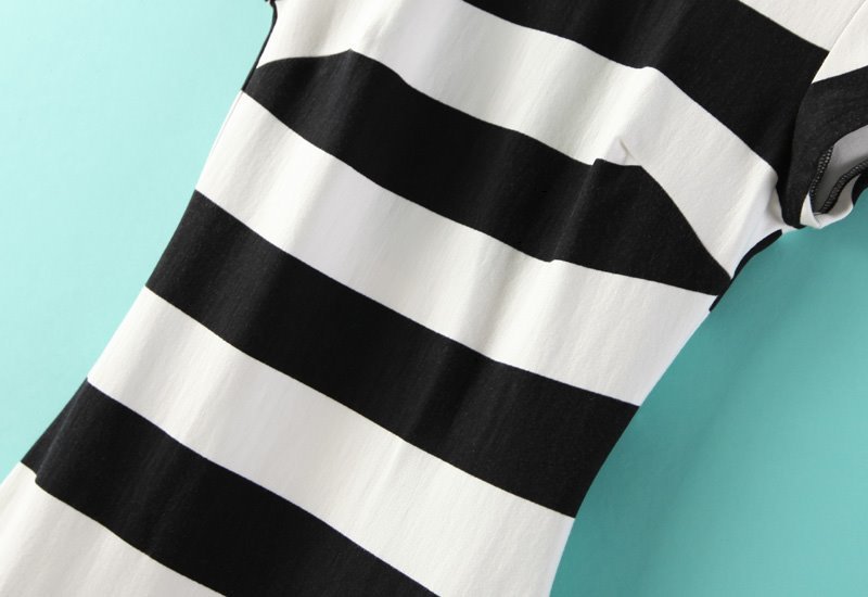 White And Black Stripe Cotton Casual Dress SD379 on Luulla