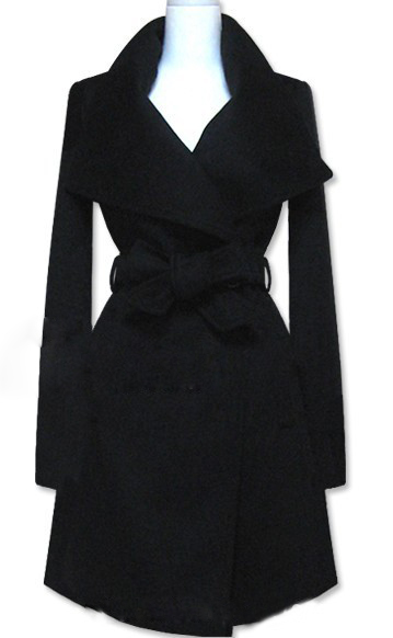 Elegant Lapels Long Cashmere Wool Coat Jacket Tie Belt Plus Size Wc063 ...