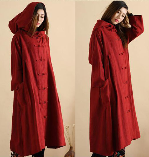 Ethnic Loose Style Big Hooded Witch Trench Coat Robe on Luulla