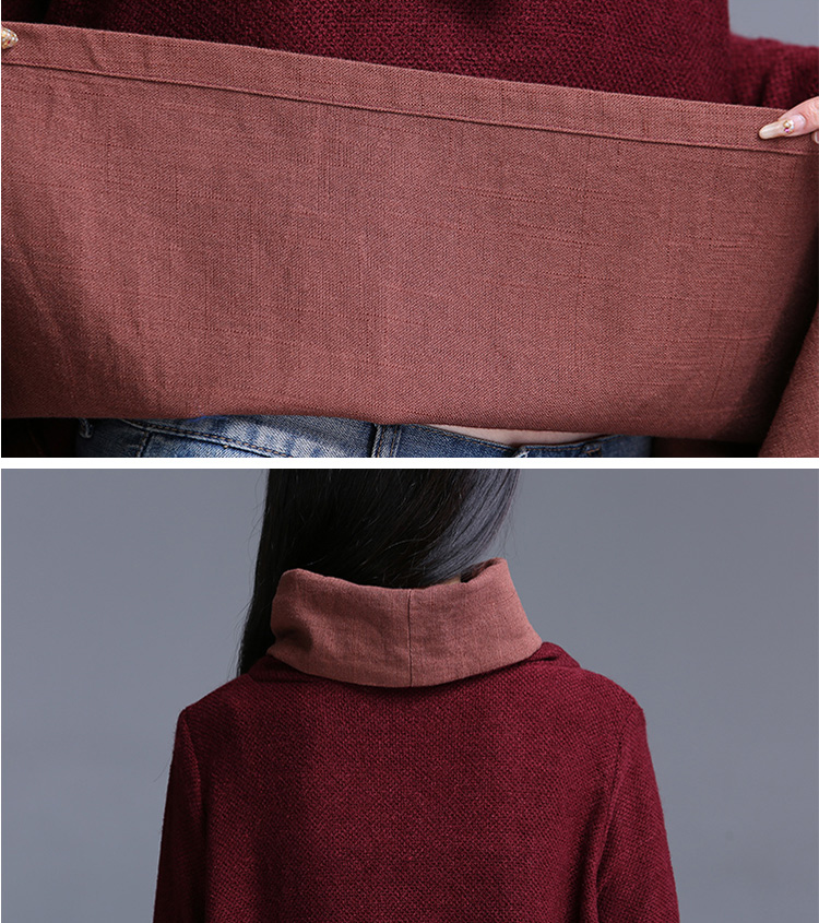 Wine Red Designer Blouse Tops Turtleneck Sweater on Luulla
